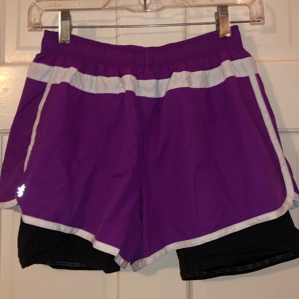 Purple/White Athleta Shorts With Built In Spandex
